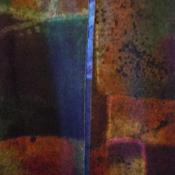 Ali Miles Multicolor Stained Glass Abstract Colors Long Sleeve V-Neck XL - Picture 7 of 7